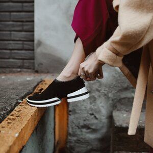 Stuart Weitzman Women's SW-612 Sneaker, Black Suede, 6.5 Medium US